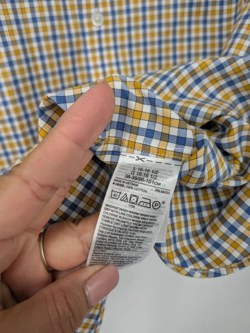 Banana Republic Untucked Slim Fit Gingham Button Up Shirt Non Iron Office Large